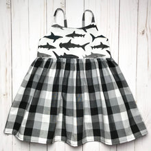 Load image into Gallery viewer, Bella Dress: Gingham Sharks